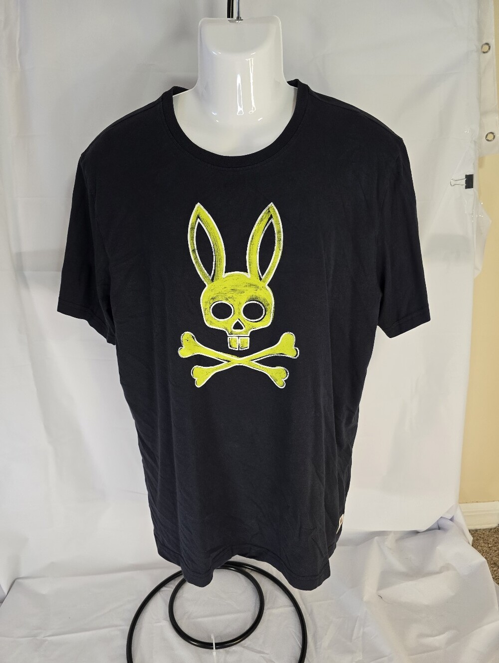 Psycho Bunny Men's Colton Graphic T-Shirt - Black & Neon Yellow - Size 7 (XL)